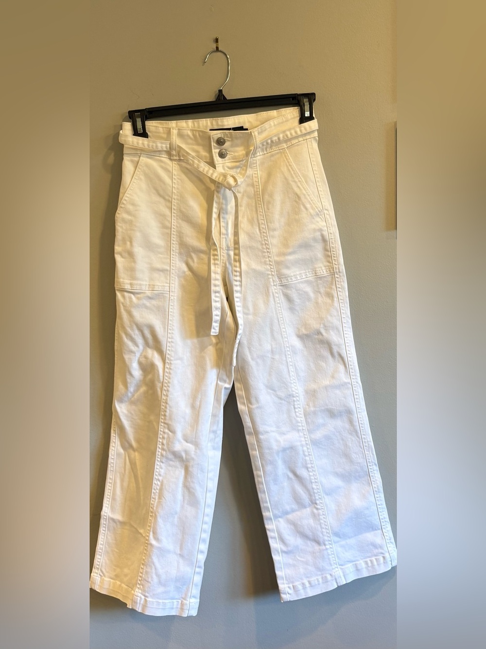 Hudson Wide Leg Cropped White Jeans Size 28/9